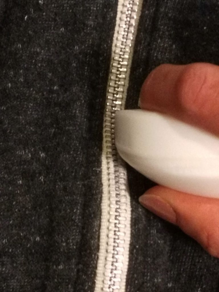 fix stuck zipper soap