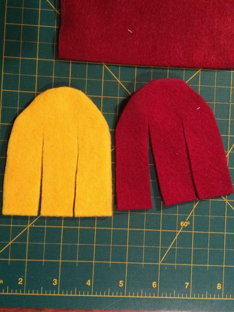 two cut felt pieces for heart ornament