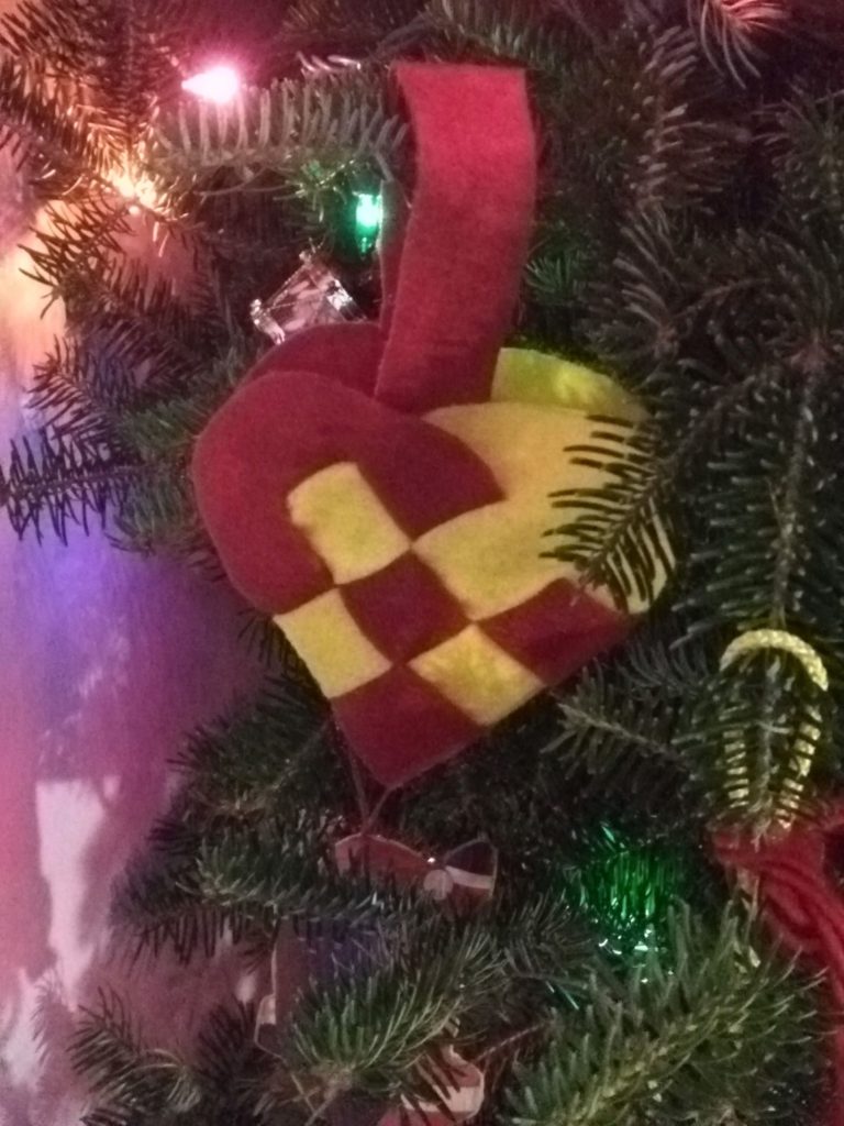 finished woven heart ornament