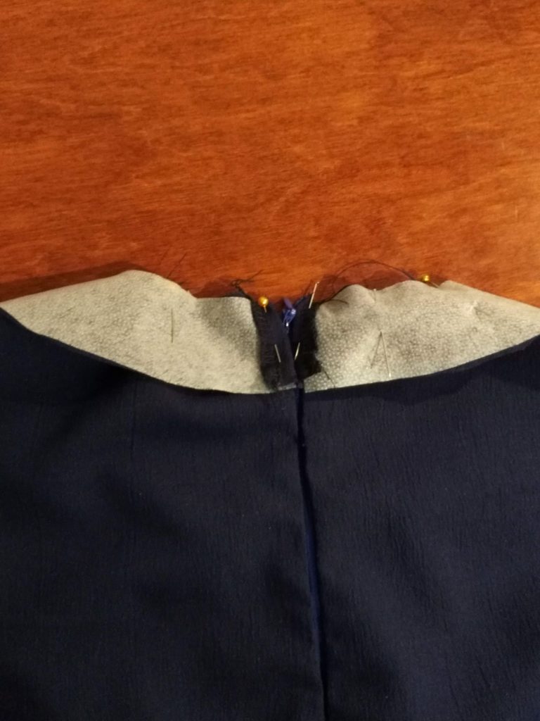 pin facing to bodice back