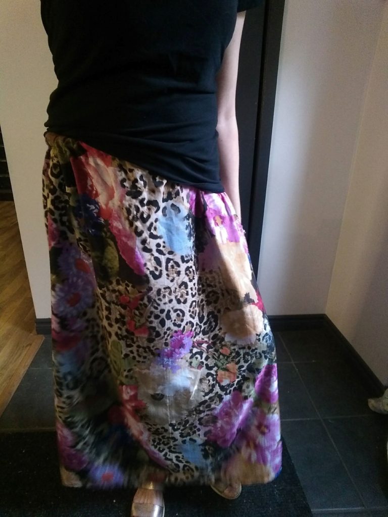 Sew a maxi dress into a skirt finished upcycle