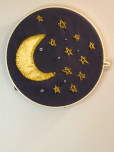 learn embroidery stars and moon