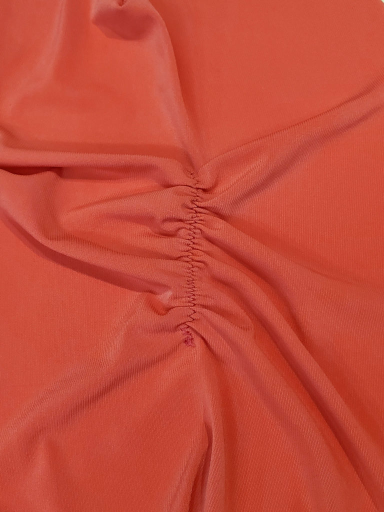right side of elastic gathered garment