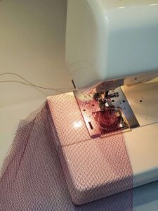 Sew tulle with a gathering stitch